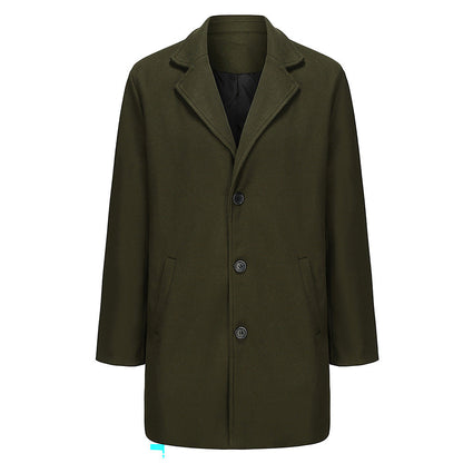 Herren Wollmantel Elegant Langschwarz Modern