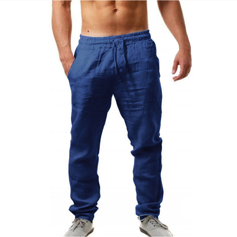 Herren Leinenhose Relaxed Fit Bequem mit Kordelzug