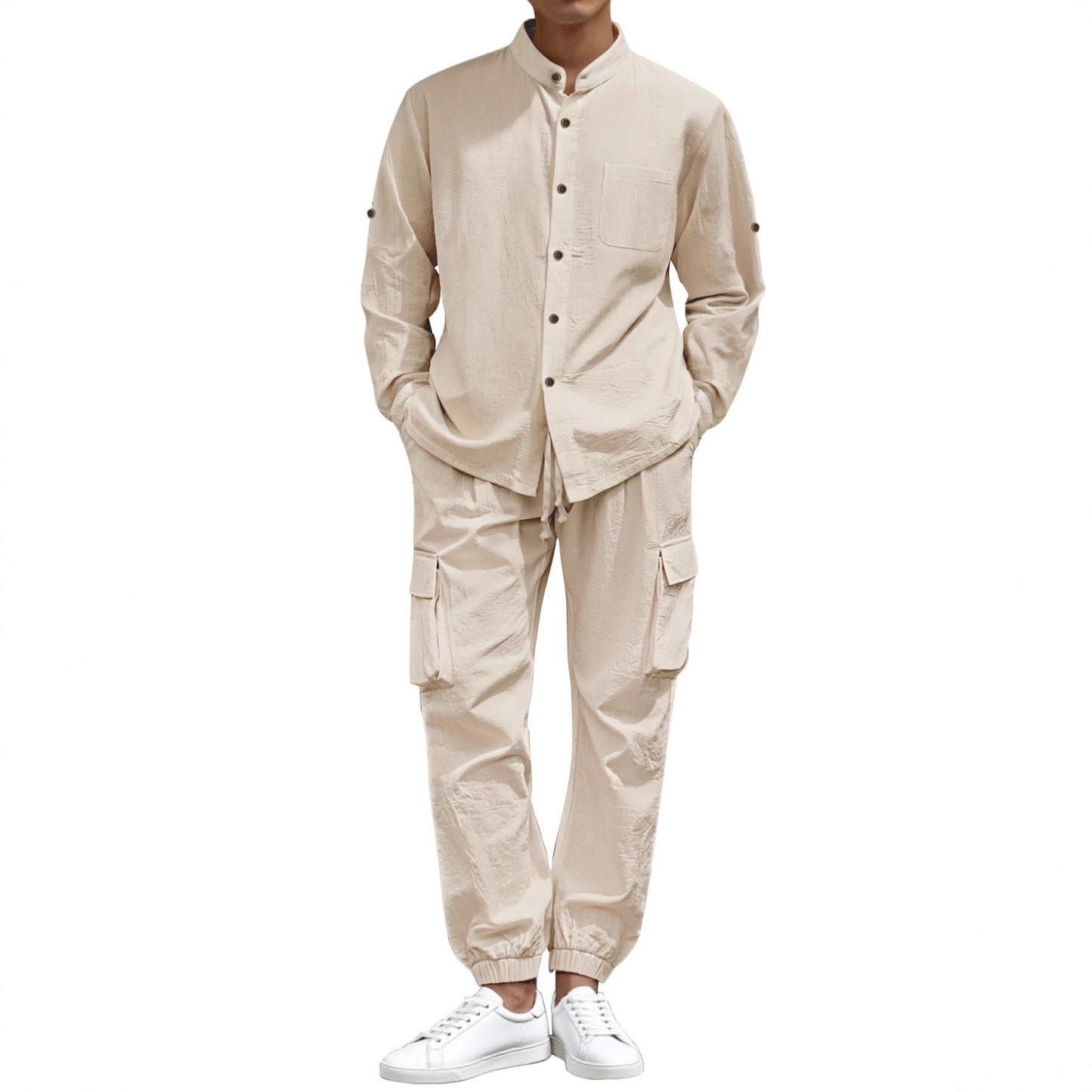 Herren Cargo-Hose Stehkragen Elastisch Bequem