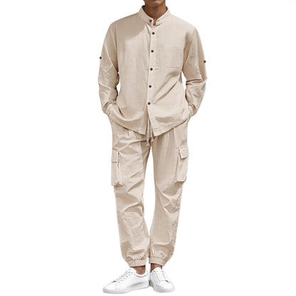 Herren Cargo-Hose Stehkragen Elastisch Bequem