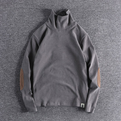 Hochwertige, elegante Stehkragenpullover mit kontrastierenden Ellbogenpatches BerlinGlamour für den anspruchenden Onlineshop.