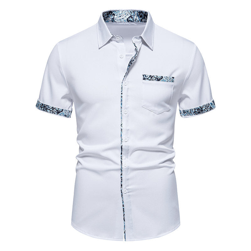 Herren Kurzarmhemd Modern mit Kontraststreifen und stylishem Muster