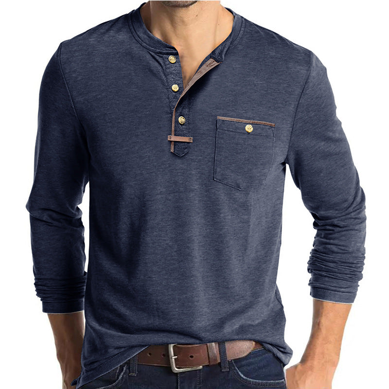 Herren Langarm-Shirt Elegantes Hemd mit Kontrast-Details Modern