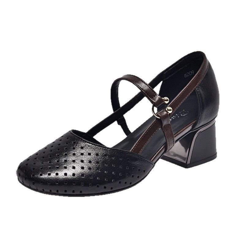 Damen Pumps Blockabsatz Perforiert Elegante Schuhe