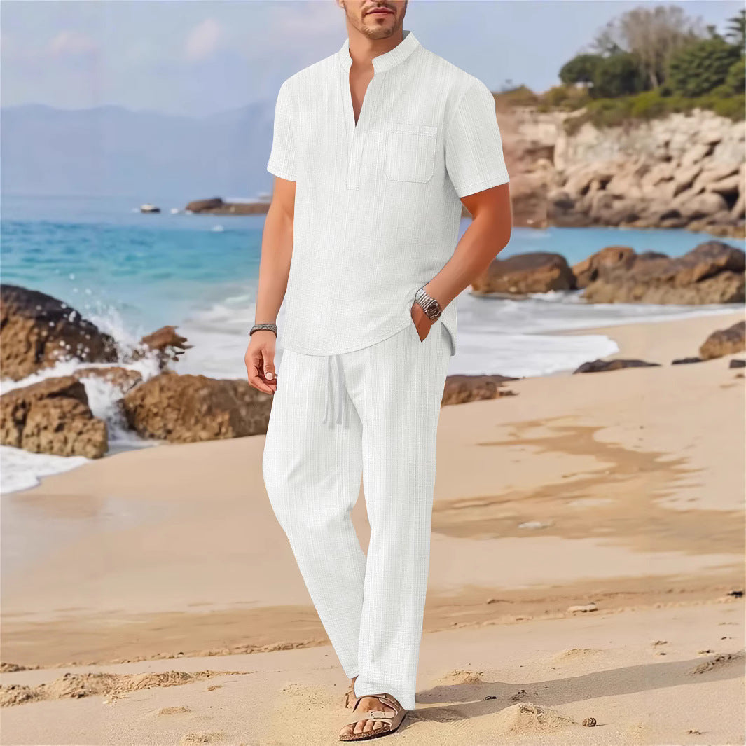 Männer Sommer Outfit Kurzarmhemd lockere Hose - BerlinGlamour