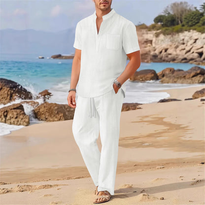 Männer Sommer Outfit Kurzarmhemd lockere Hose - BerlinGlamour