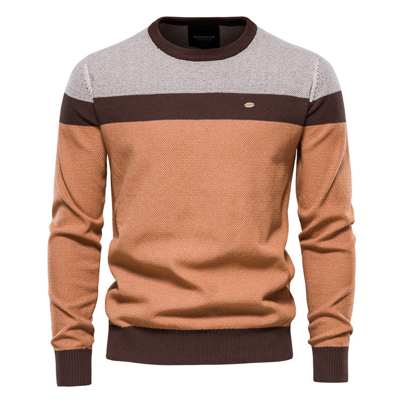 Herren Strickpullover Modern Farbblock Design Fein