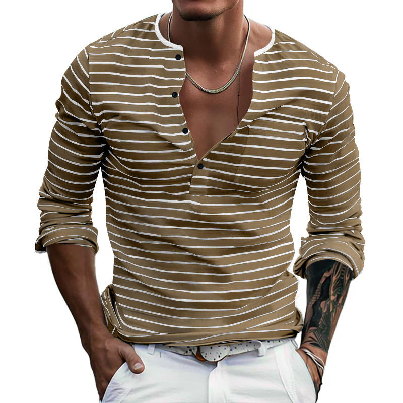 Herren Langarmshirt Streifenmuster Modern