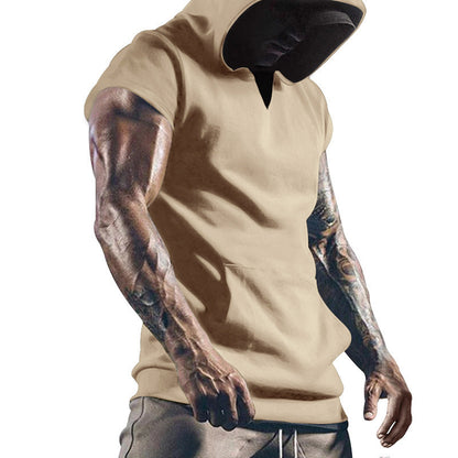 Herren Hoodie Kurzarm Sportlich Grau