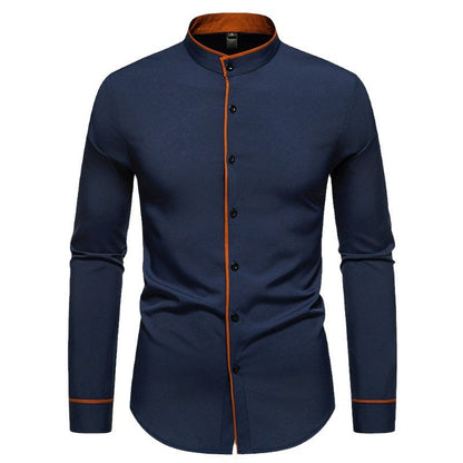 Herren Langarmhemd Modern Stehkragen Gestickt Elegant