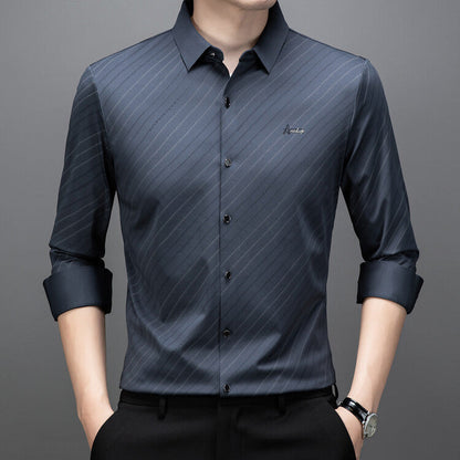 Herren Langarmhemd Modernes Streifenmuster Elegantes Design