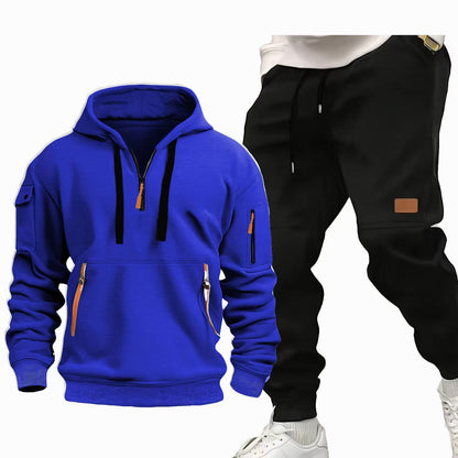 Herren Sportset Hoodie und Jogginghose Set Grau Funktionell