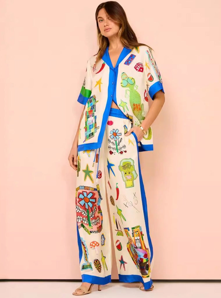 Modisches Zweiteiliges Co-Ord Set Bedruckt Schick