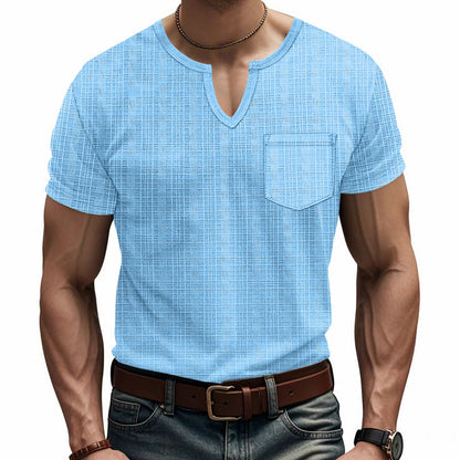 Herren Kurzarmshirt Strukturiert mit Brusttasche Modern