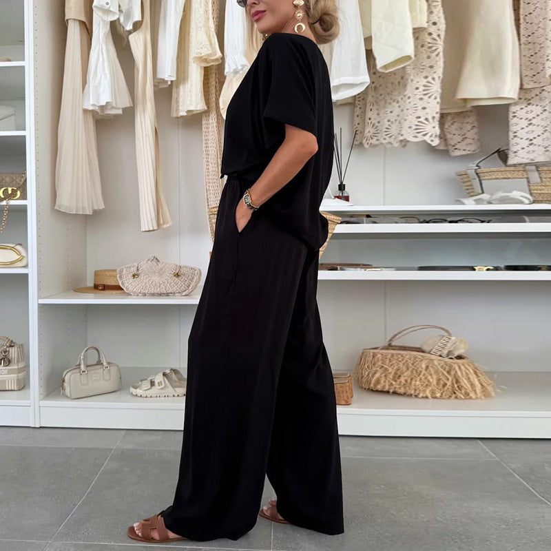 Damen Jumpsuit Weites Bein Elegant Mit Taillenbetonung