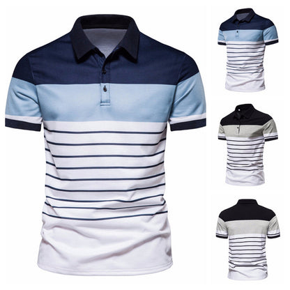 Herren Polo-Shirt Streifenmuster Baumwolle Modern