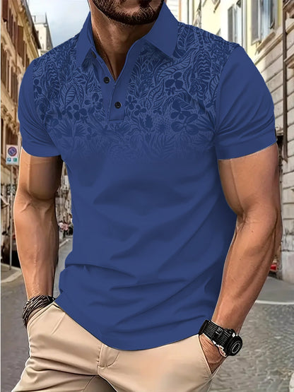 Herren Poloshirt Blumenmuster Atmungsaktiv Sommer