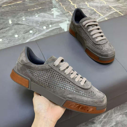 Damen Sneaker atmungsaktiv Wildleder perforiert Sportlich
