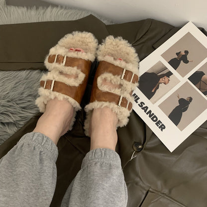 Damen Clogs Bequem Verstellbar Flauschig Winter