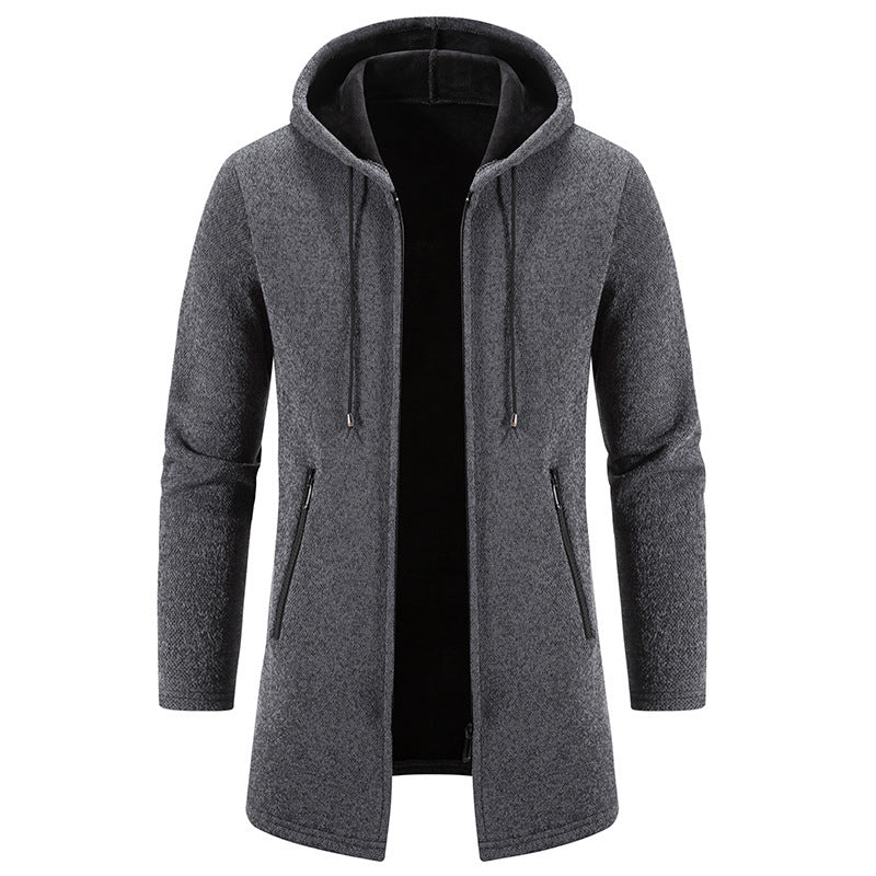 Herren Fleecejacke Kapuze Reißverschluss Taschen Sportlich