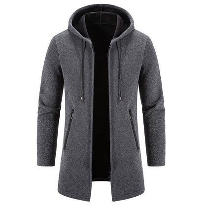 Herren Fleecejacke Kapuze Reißverschluss Taschen Sportlich