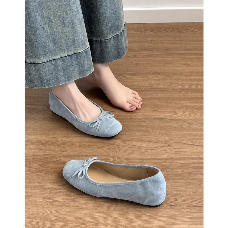 Damen Ballerinas Weich mit Schleifen Detail