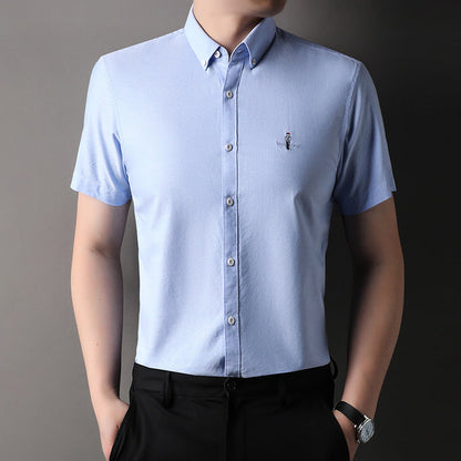 Herren Kurzarmhemd Modern Slim Fit mit Stickerei - BerlinGlamour