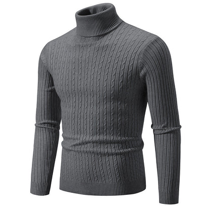 Herren Pullover Strukturiert Zopfmuster Hochkragen Modern