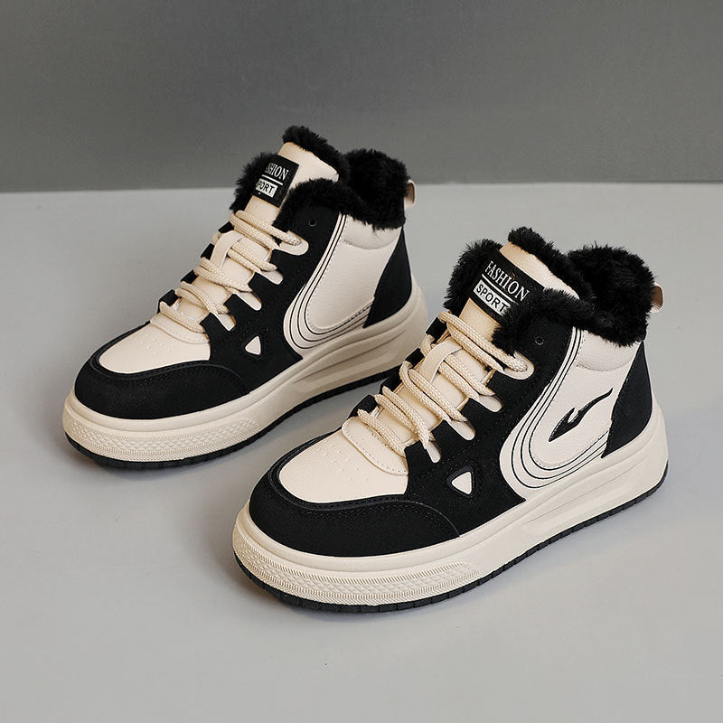 Damen Sneaker High-Top Kuschelig Fleece Innensohle Rutschfest