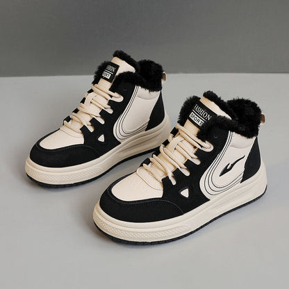 Damen Sneaker High-Top Kuschelig Fleece Innensohle Rutschfest