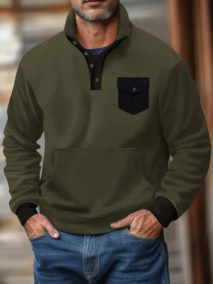 Herren Sweatshirt mit Brusttasche Großes Modell Bequem