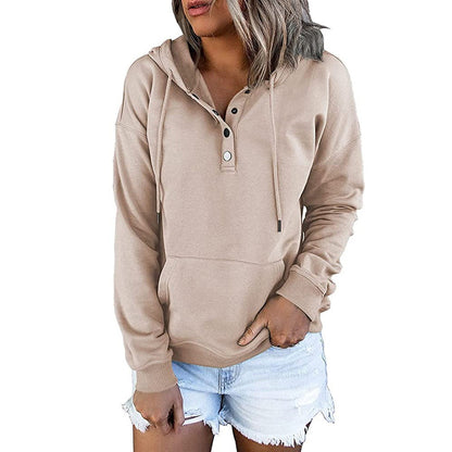 Damen Kapuzenpullover Modern Mit Knöpfen Trendig