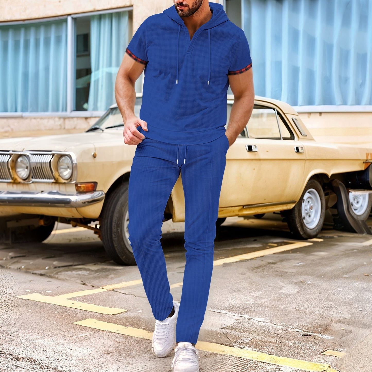 Herren Sportset Kapuze mit Taschen Ergonomisch Modern