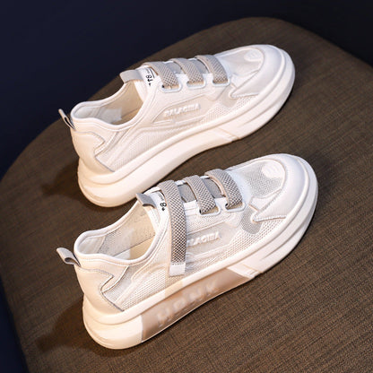 Damen Sneaker Sportlich mit Schnallenverschluss und Mesh Oberfläche