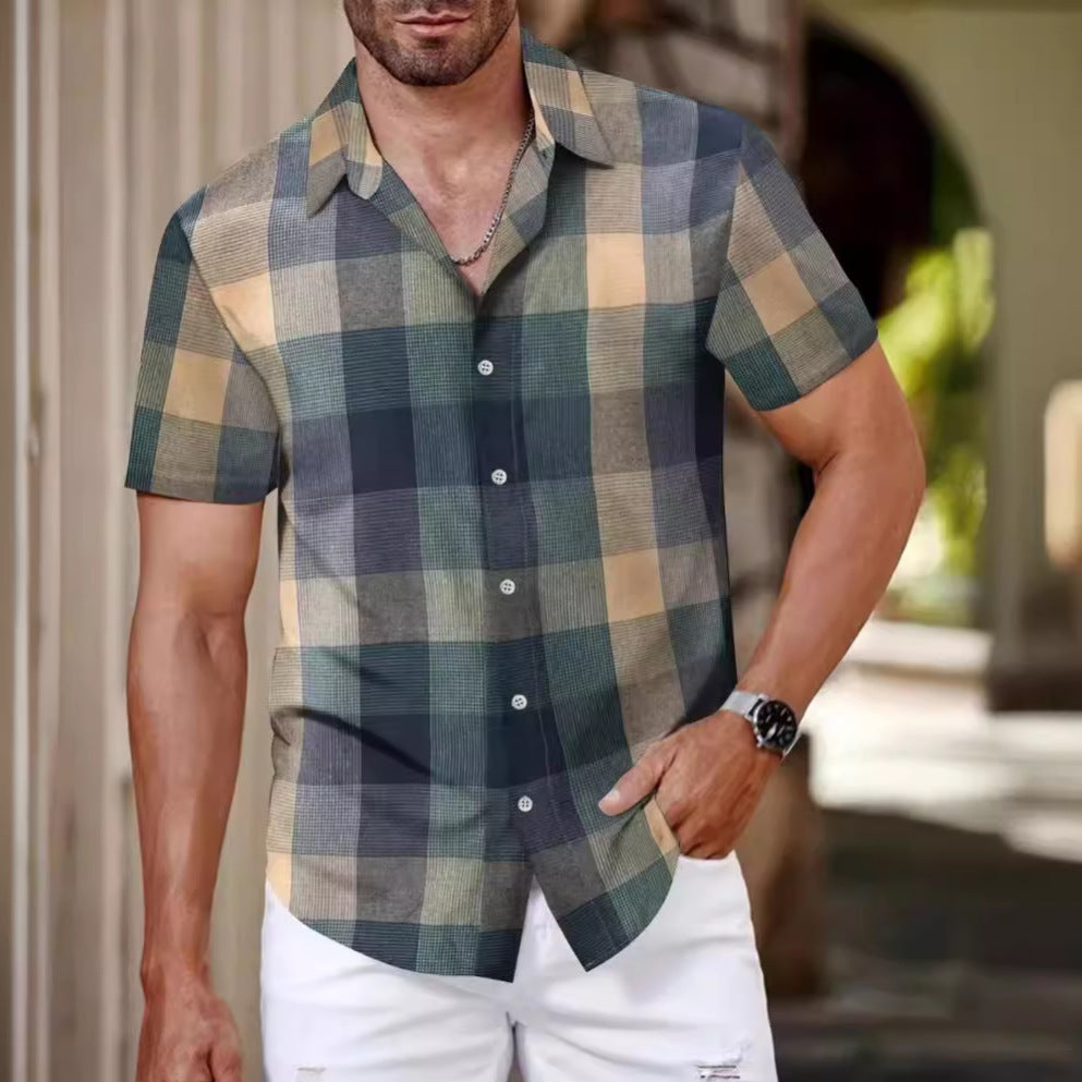 Herren Hemd Kurzarm Karomuster Modern Slimfit