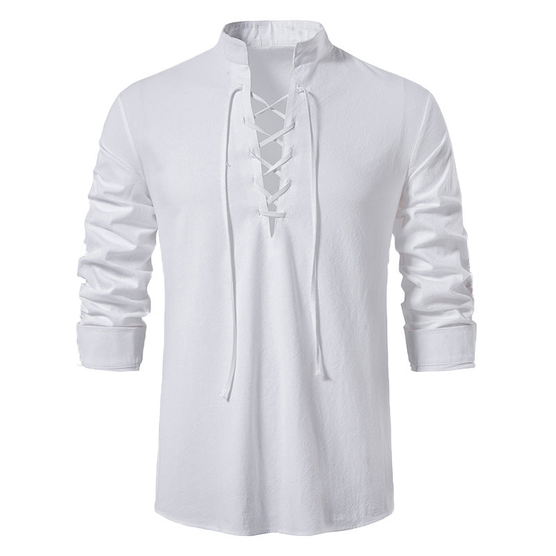 Herren Langarmshirt Modern Stehkragen Lässig Elegant
