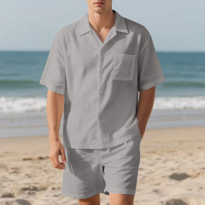Herren Strandanzug Kurzarm Hemd Shorts Sommer