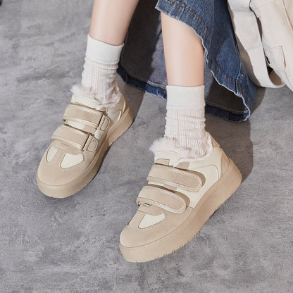 Damen Sneaker Sportlich Weich Bequem Klettverschluss