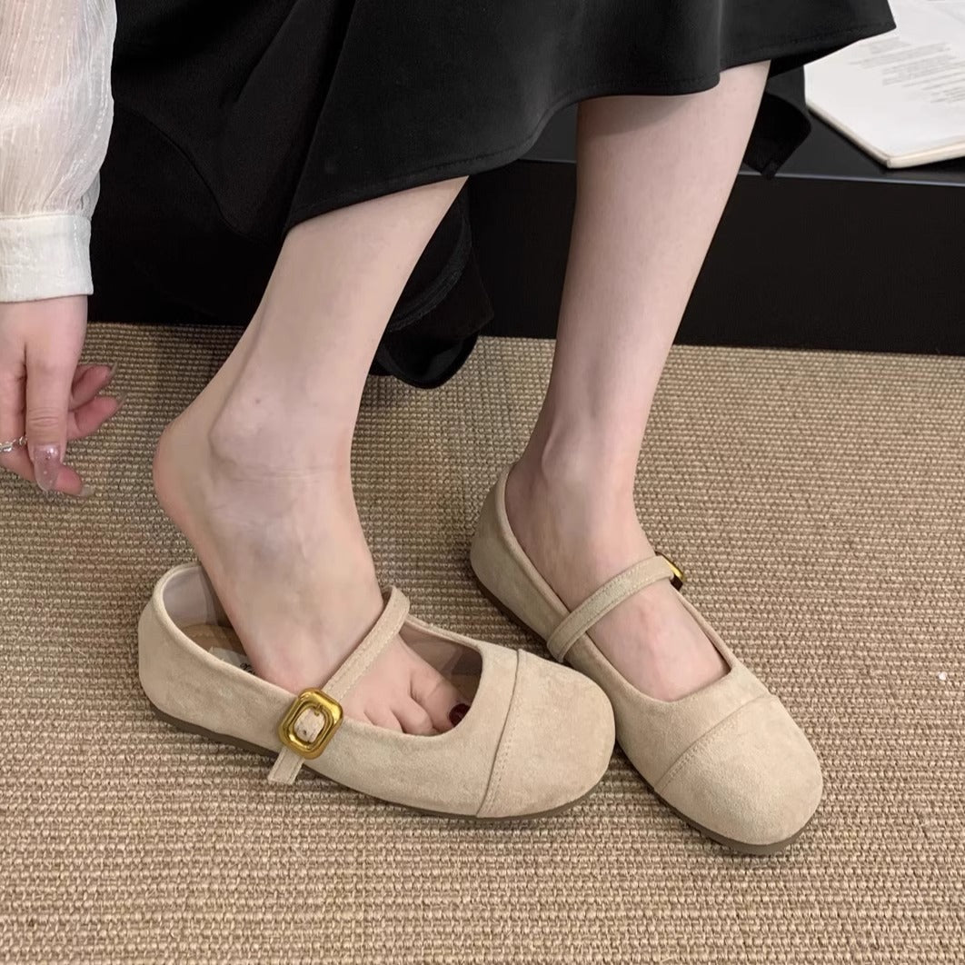 Damen Ballerinas Elegante Mary Jane Schuhe mit Riemchen