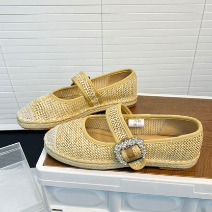 Damen Slipper Geblümt mit Strass Schnalle Comfort