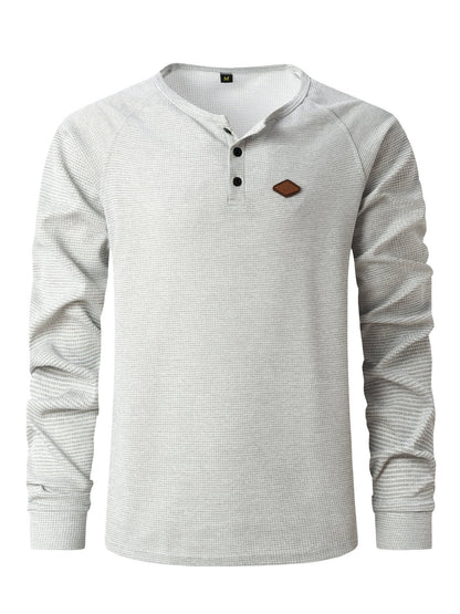 Herren Langarmshirt Strukturiert Knopfdetails Modern