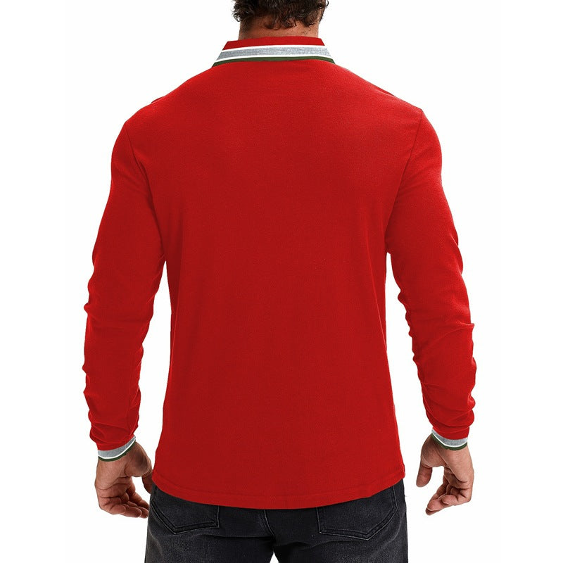 Herren Polohemd Langarm Modern Slim Fit Kragen