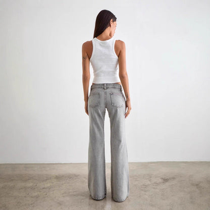 Damen Schlagjeans Hochwerder mit Weitem Bein