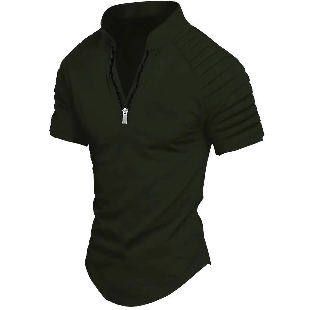 Herren Sportshirt Kurzarm Zip Modern