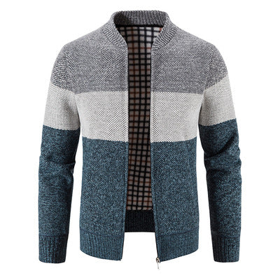 Herren Strickjacke Modern Karo Innenausstattung Zipper - BerlinGlamour