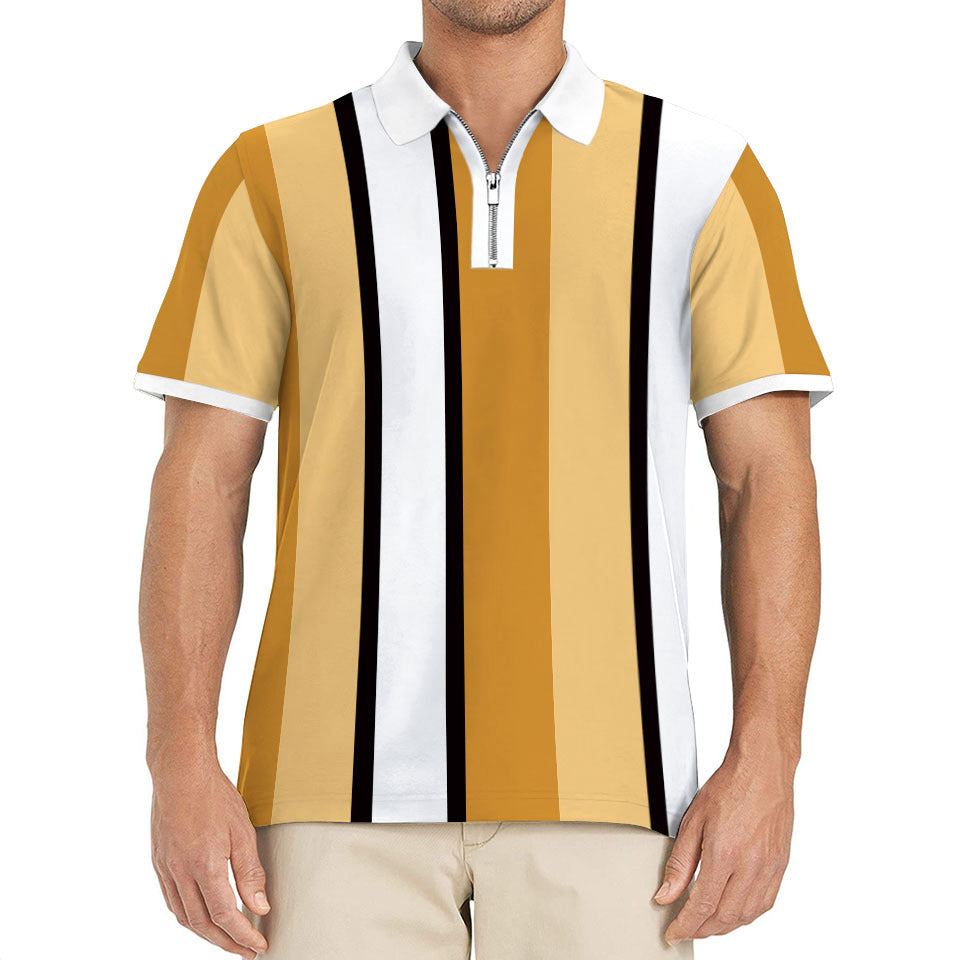 Herren Poloshirt Modern mit Reißverschluss und Streifen
