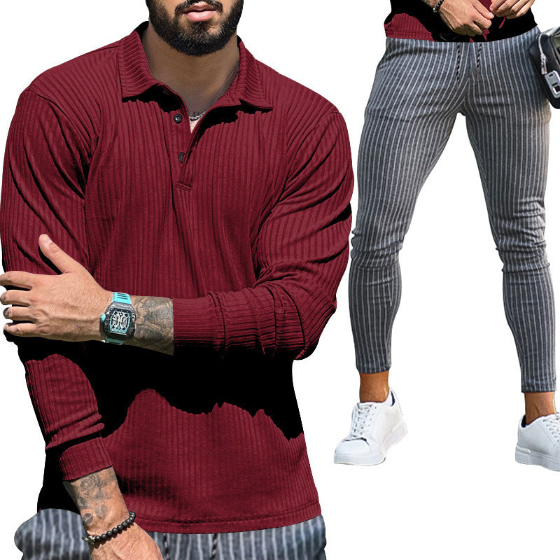 Herren Langarmshirt Sportlich Modern Strukturiert