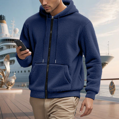 Herren Fleece Hoodie Warm mit Seitentaschen Sportlich