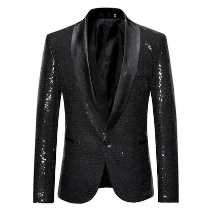 Herren Anzugjacke Glitzer Pailletten Elegant