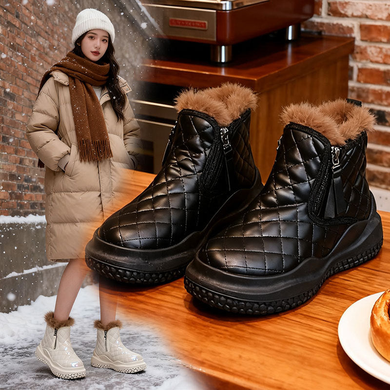 Damen Winterstiefel Warm Kuschelig Mit Reißverschluss
